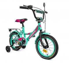 Велосипед дитячий 2-х колісний 14'' 211402 (1 шт) Like2bike Sky, бірюзовий, рама сталь, зі дзвінком, ручне гальмо, складання 75%