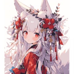 Картина по номерам Аниме Кицуне на цветном фоне размером 40х50 см