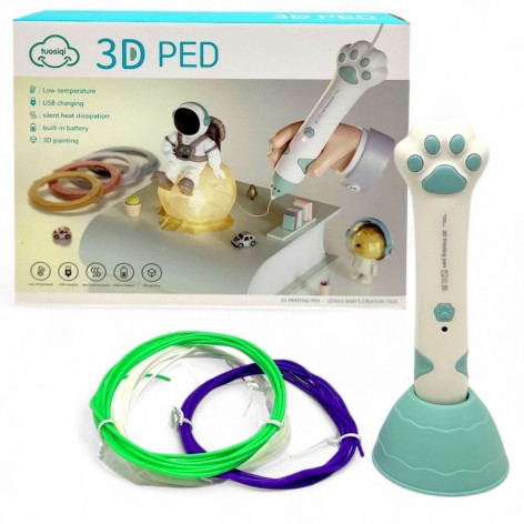 3D ручка (Зеленая) (подставка, 3 цвета пластика в комплекте)