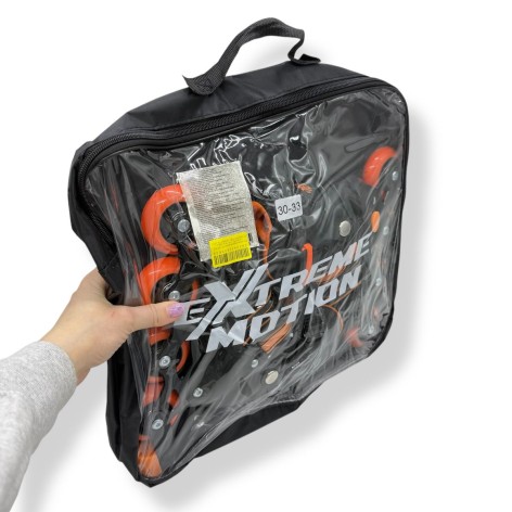 Роликові ковзани розмір S (30-33) колеса PU 1 світло у сумці (ПОМАРАНЧЕВІ)