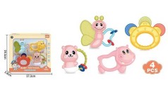 Набор погремушки 4 штуки, прорезыватель, в кор. 