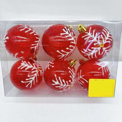 Новорічні прикраси 6 штук, кульки, D = 6 см, у слюді 