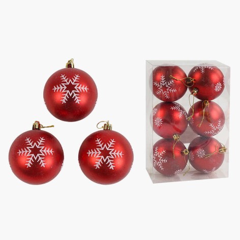Новорічні прикраси на ялинку 6 штук кульки 7,5 см (64)