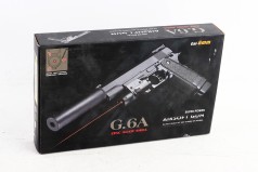 УЦЕНКА 20% Страйкбольный пистолет Galaxy Colt M1911 Hi-Capa с глушителем и прицелом металл черный, вес - 800 гр, в кор. /24/