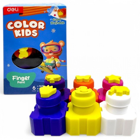 Фарби пальчиковi зi штампами, 6 кольорів по 18 мл
