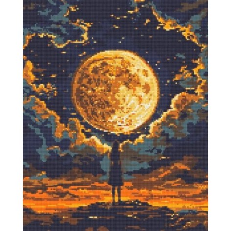 Алмазная мозаика "Девушка под Луной" 40х50 см