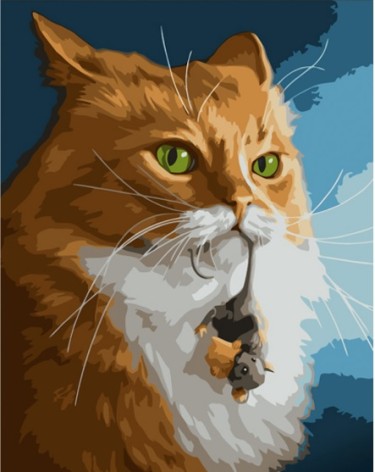 Набір для розпису по номерах Кіт і миша Strateg розміром 30х40 см (SS6803)