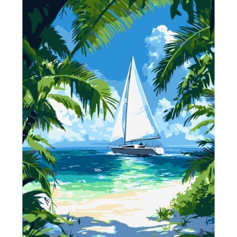 Картина за номерами "Тропічне узбережжя" 40х50 см