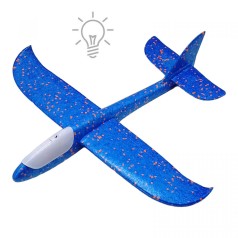 Пенопластовый планер-самолет, 48 см, со светом (синий)