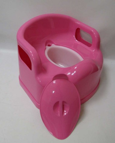 Горшок детский с чашей и крышкой Бамсик, розовый, 33*31*25 см