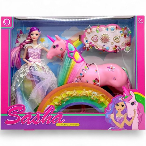 Ігровий набір - Лялька з єдинорогом та аксесуарами