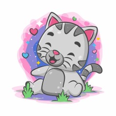 Картина по номерам Strateg ПРЕМИУМ Веселый котенок с лаком и с уровнем размером 30х30 см