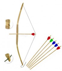 Лук зі стрілами дитячий, бамбуковий, 1 м, 5 стріл
