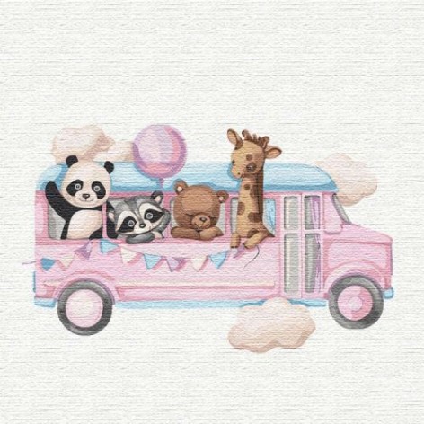 Картина по номерам "Весёлый автобус" ???