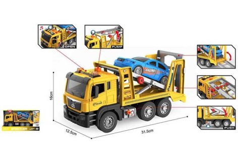 Эвакуатор на батарейках, подсветка, звук, инерция, длина 31 см, движущиеся детали, в кор. /18/