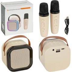 Бездротова система Караоке, колонка LED та 2 мікрофони з функцією зміни голосу K12-2(121639)