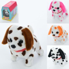 М'яка іграшка собака, 16см, звук, ходить, ворушить хвостом, 4 кольори, на бат-ці, в кор-ці, 16-13-9см 