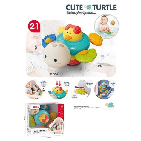 Брязкальце “Черепашка”, висувний елемент, поп-іт, тріскачка, прорізувач, пискавка, присоска, гумові елементи, в кор. /60/