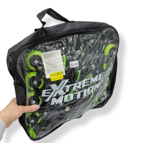 Роликові ковзани розмір S (30-33) колеса PU 1 світло у сумці (САЛАТОВІ)