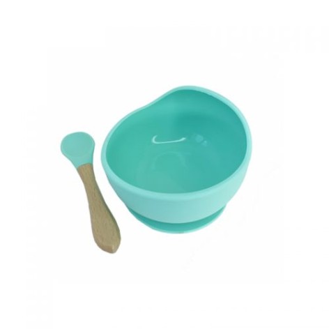 Набір для годування MIC "0103" силіконова мисочка та ложечка з дерев'яною ручкою