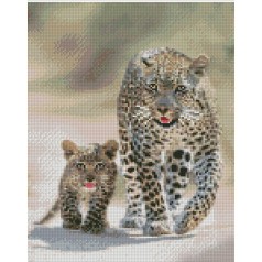 Набір для творчості алмазна картина Леопардова сімейка Strateg розміром 30х40 см (KB033)
