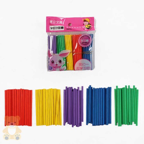 Палички для лічби 100 штук, дерев’яні, 5 кольорів, в п/е 