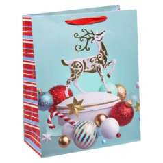 Пакет подарочный, новогодний 260 х 127 х 324 мм бирюзовый