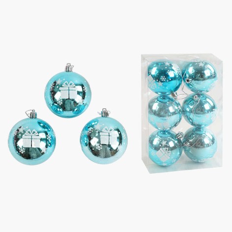 Новорічні прикраси на ялинку 6 штук кульки D=7,5 см (64)