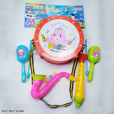 Інструменти муз.  дудка, барабан, саксофон, маракаси, п/е 28*24*8,2см 