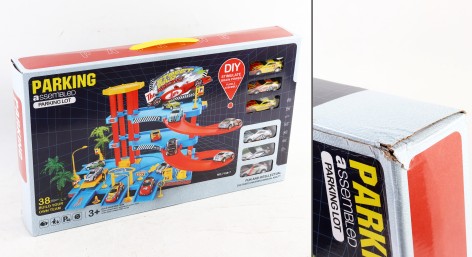 УЦЕНКА 20% Гараж 3 поверхи, машинки 6шт, дорожні знаки, 38дет, мікс видів, в кор-ці, 48,5-28-7см /24/