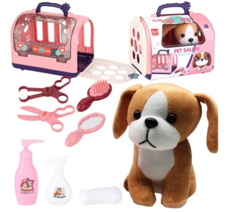 Собака з переноскою і аксесуарами, в кор. 