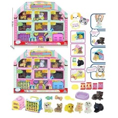 Набор животных 882 6 животных, пискавки, аксессуары, домики, в коробке