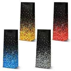 Пакет подарунковий паперовий під пляшку "Glitter" 12*10*36см R95011 /720/ 6 шт. в уп.