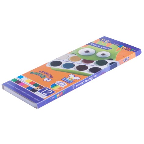 Фарби акварельні Smart 12 кольорів, без пензлика, картонна коробка