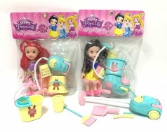 Лялька 2 види, набір для прибирання, у п/е 