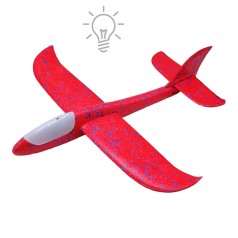 Пенопластовый планер-самолет, 48 см, со светом (красный)