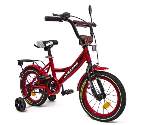 Велосипед дитячий 2-х колісний 14'' Like2bike Sky, бордовий, рама сталь, зі дзвінком, ручне гальмо, складання 75%