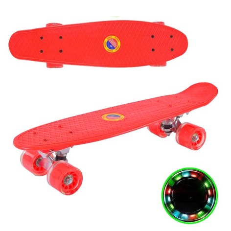 Пенні борд, колеса зі світлом, червоний