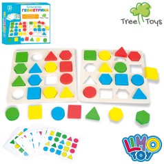 Дерев'яна іграшка Геометрика ігрове поле, фігури, картки, кор-ці, 21-17,5-3,5см 