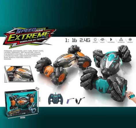 Радиоуправляемая машина 2 цвета с роликовыми колесами и подсветкой 2 цвета