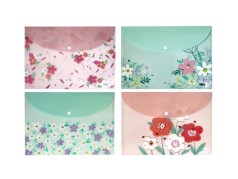 Папка на кнопці А4, 170 мікрон, з фольгою Квіти, ціна за 12 шт. //