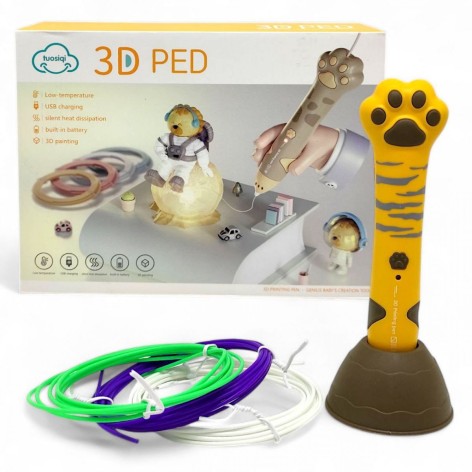 3D ручка (Лапка тигра) (подставка, 3 цвета пластика в комплекте)