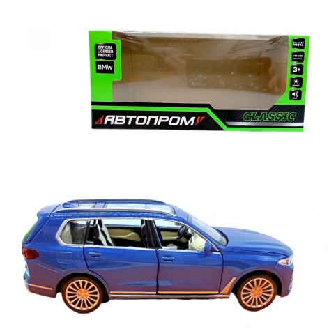 Металева машинка Автопром "BMW X7" 1:32, батарейка, світло, звук, відкриваються двері