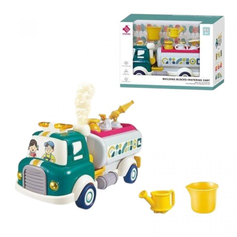 Спецтехніка помповий механізм, бризкає водою, інерція, підсвічування, звуки, парогенерація, рухомі елементи, конструктор, на батарейках, в коробці