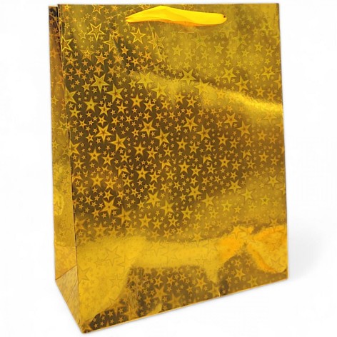Пакет подарочный "Голограма" (32х25,5 см), желтый