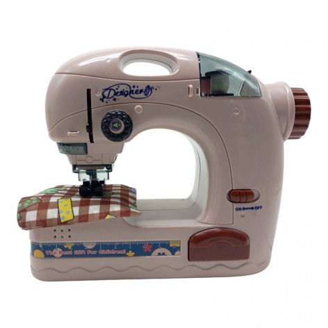 Швейна машинка на батарейках (БЕЖОВА), імітація шиття, підсвічування, нитки, тканина, інструкція, в коробці