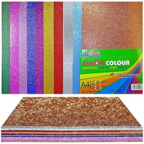 Бумага А4 ГЛИТТЕР - ПАРЧА, ПАСТЕЛЬ, 20*30СМ 1мм, 250г/м2 10цв
