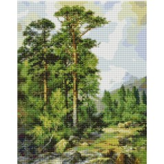 Набір для творчості алмазна картина Ліс у горах Strateg розміром 30х40 см (KB086)