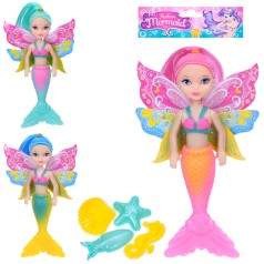 Кукла 17см, русалка, фея, аксессуары,3 вида, в п/э 12,5-21-3,5см 