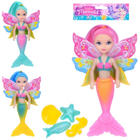Кукла 17см, русалка, фея, аксессуары,3 вида, в п/э 12,5-21-3,5см 